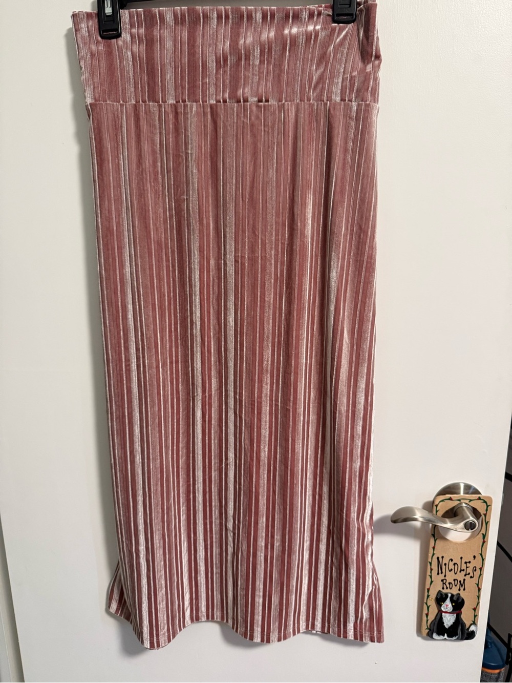 LuLaRoe Dusty Rose Pleated Velvet Maxi Skirt